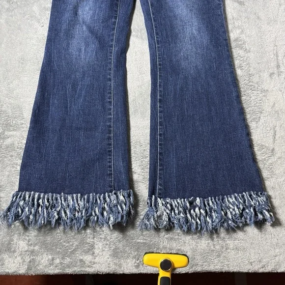 Vintage Y2K Aurora Fringe Flare Jeans Size L‎ (28x27) Rave Festival Stretch - Picture 2 of 9